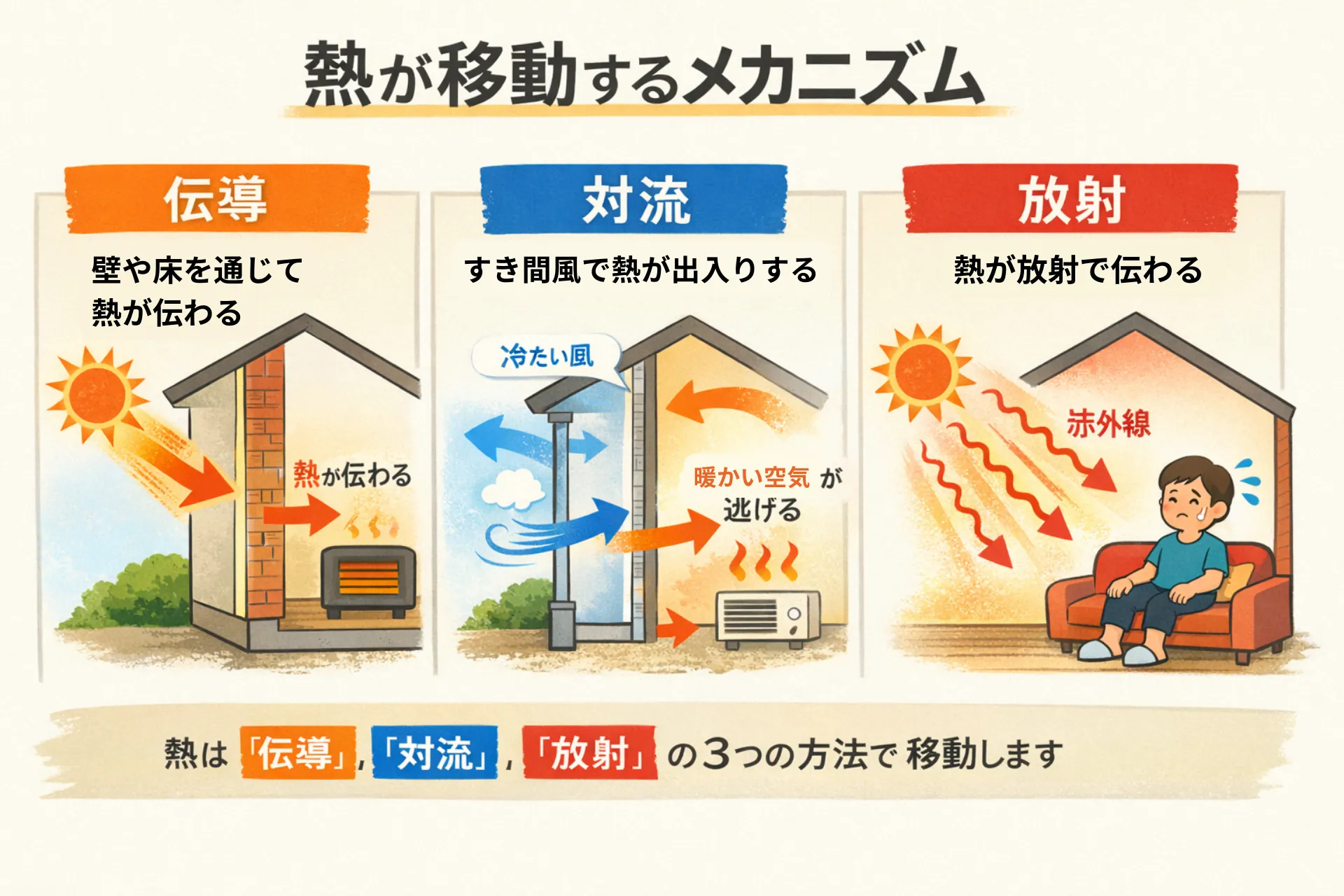 熱が移動するメカニズム